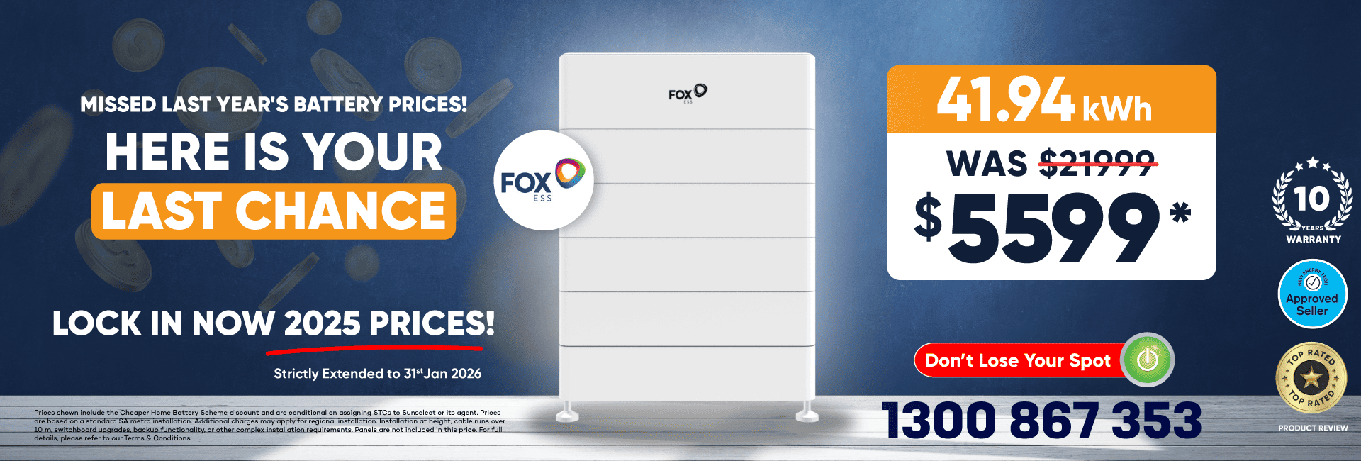 battery on sale banner